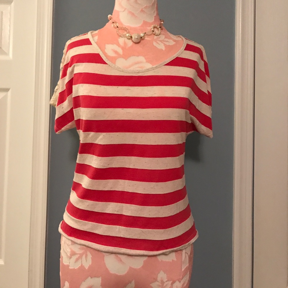 Women's American Rag Lace-backed striped Shirt