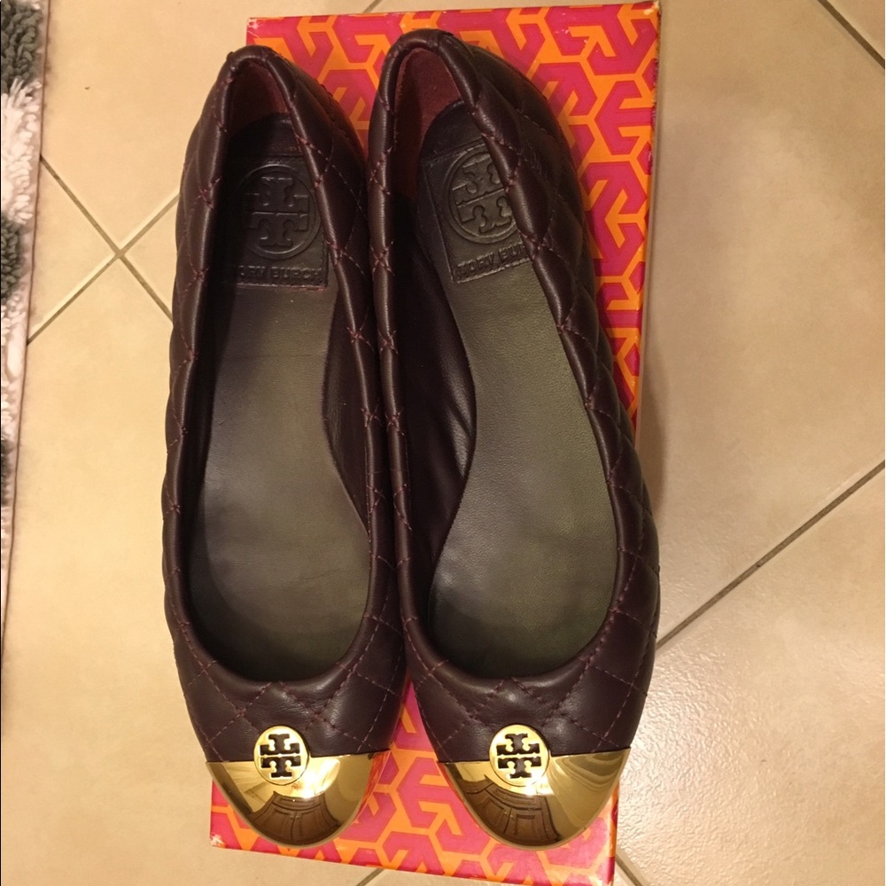 Tory Burch purple quilted flats