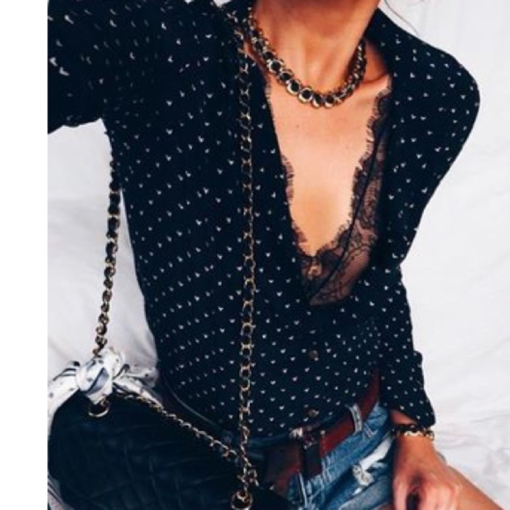 ASOS Lucy Microfibre & Delicate Lace Plung Bdy st