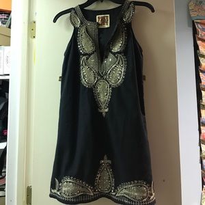 Free People Gold Embroidered dress