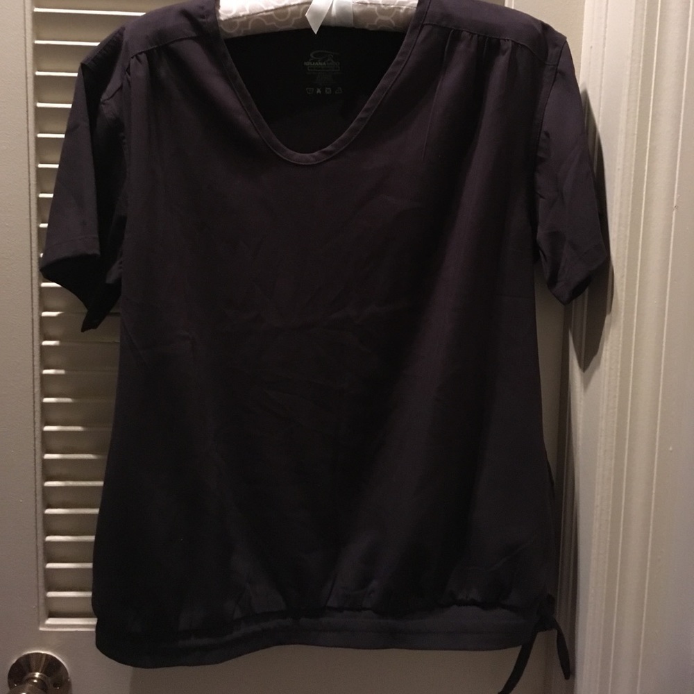 Chic and flattering black scrub top