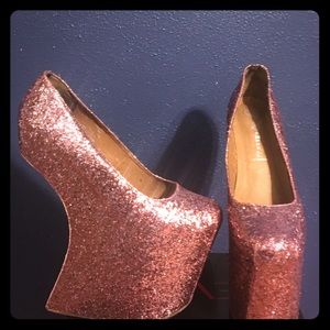 Glitter heeless heel less sparkles pink