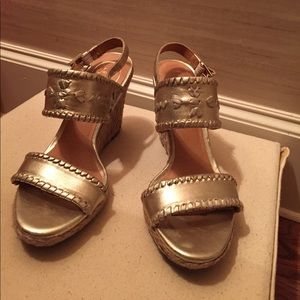 Jack Rogers 4" wedge sandals Metallic Gold