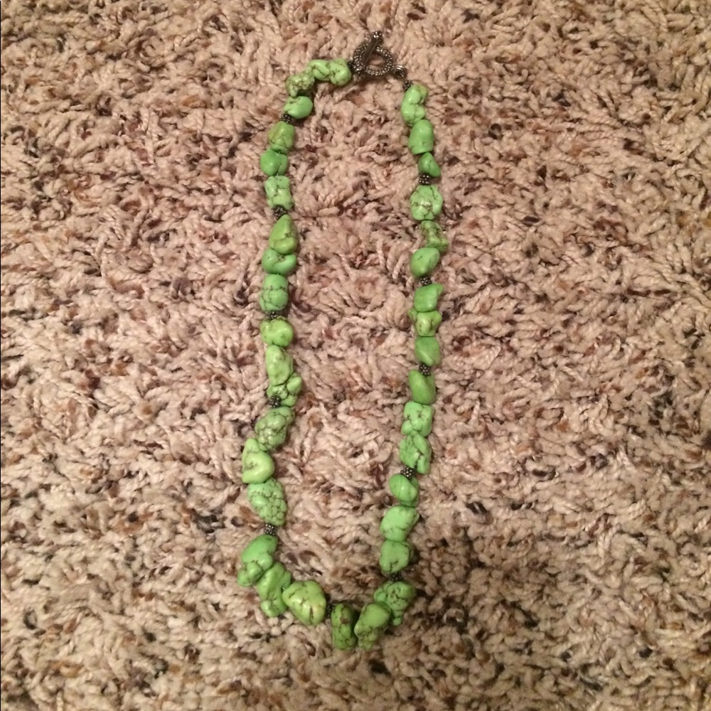 Lime Green Turquoise Nugget Necklace