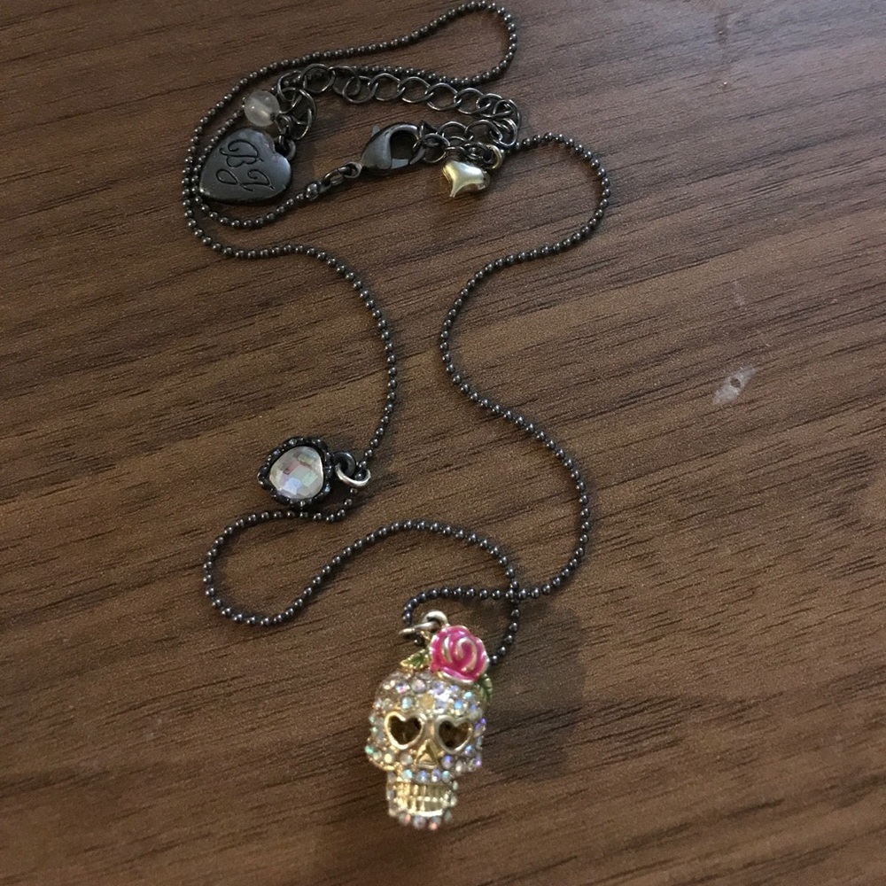 Betsey Johnson crystal skull necklace