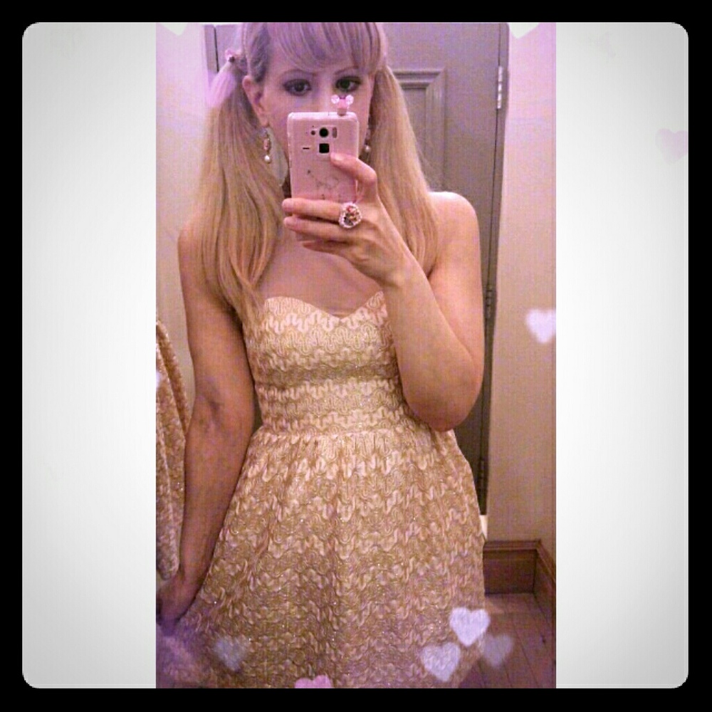 Forever 21 Sparkly Gold Cocktail Dress Medium