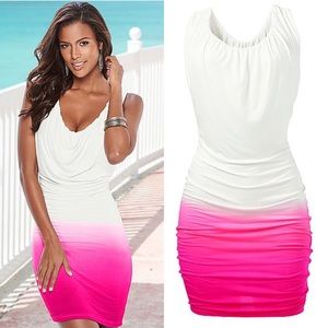 DRAPE FRONT OMBRE DRESS