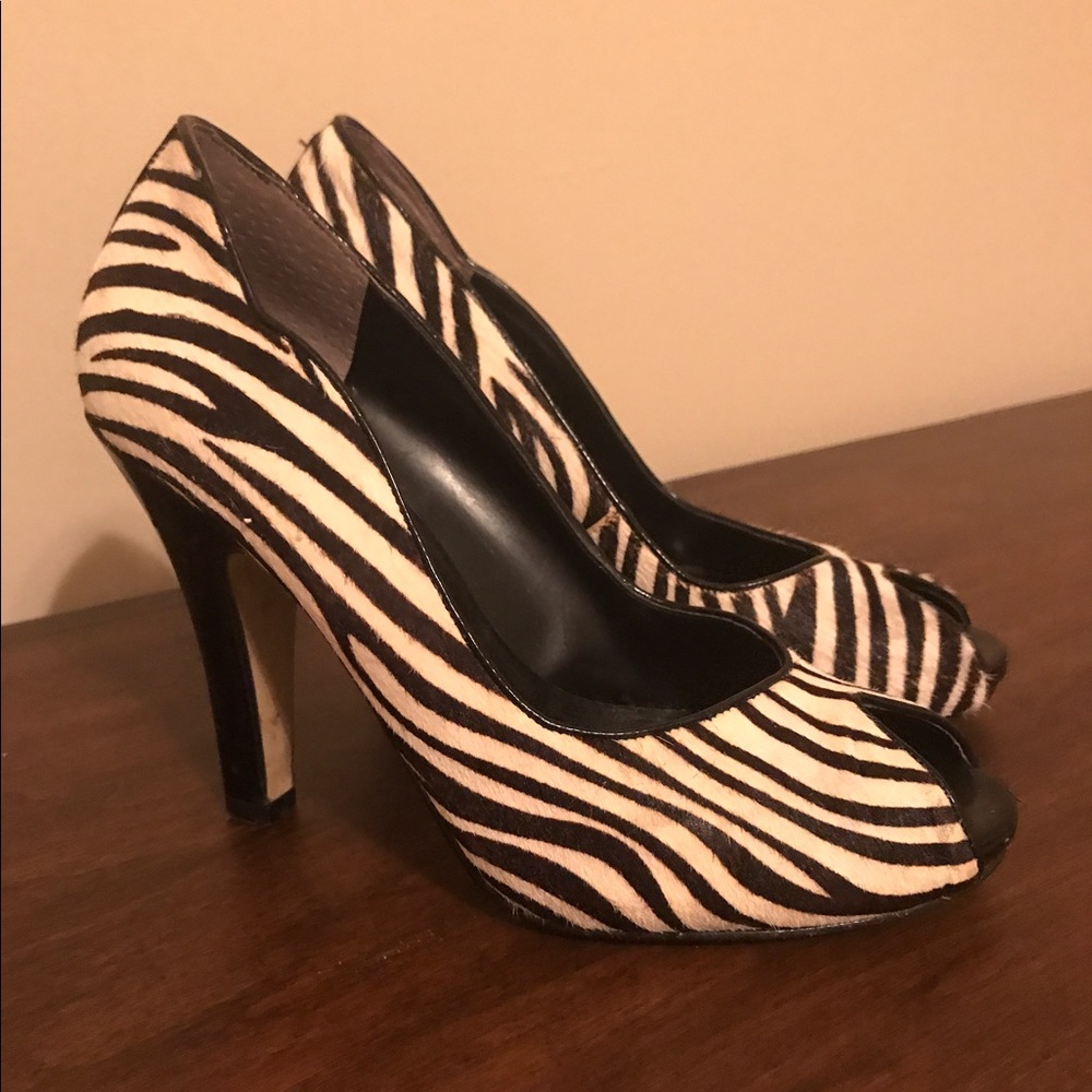 Faux zebra hair heels
