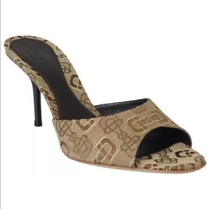 Gucci 295093 Horsebit Jacquard Slide Heel Sandals
