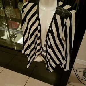 Elegant Silk striped open jacket