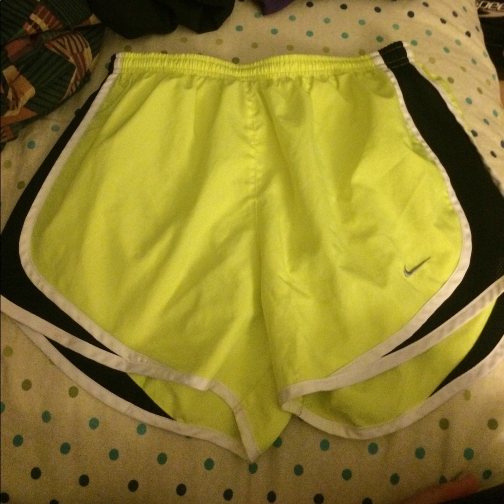 Highlighter yellow Nike tempo shorts