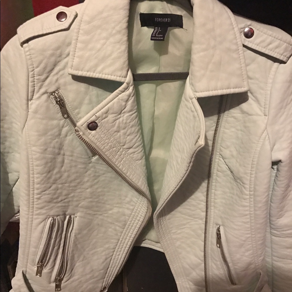 Pale Mint Faux Leather Jacket