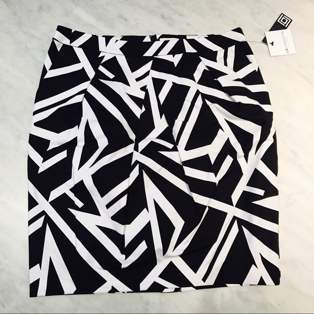 Liz Claiborne Black Multi Midi Skirt
