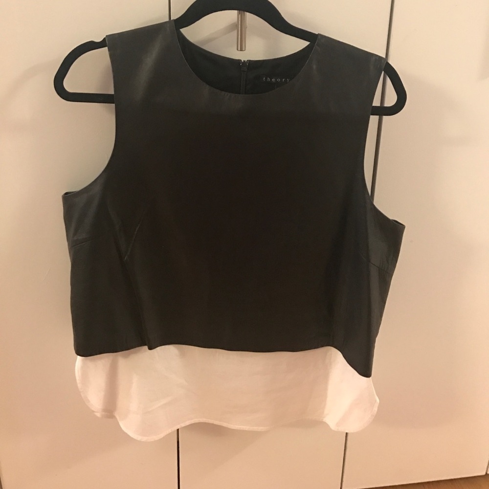 Theory leather shell top