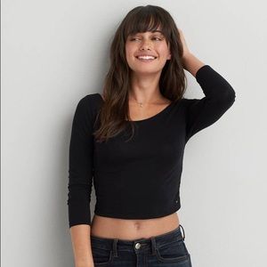 AE Cross Back Cropped Shirt