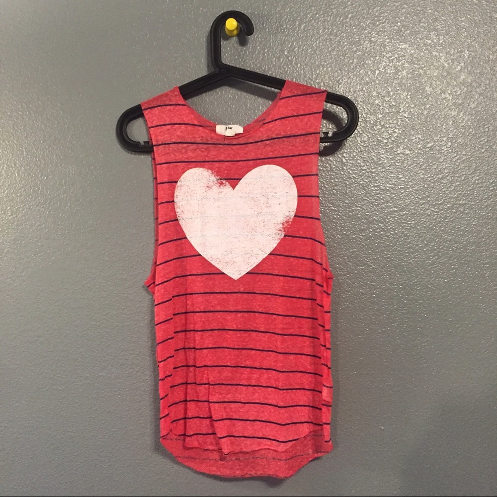 Sheer Striped Heart Tank Top