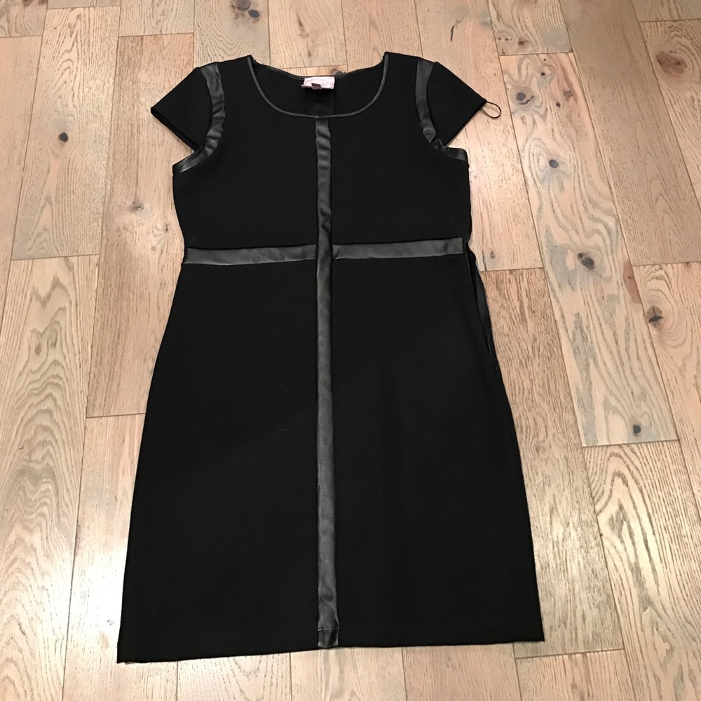 Black leather accented dress