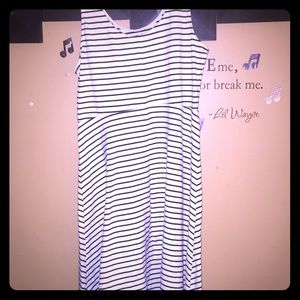 Black white stripped dress. Below knee