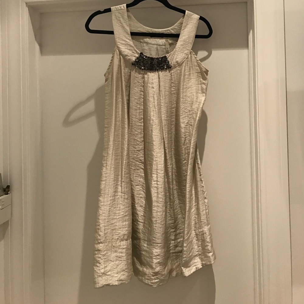 Gorgeous silver and dark beaded trapeze dress