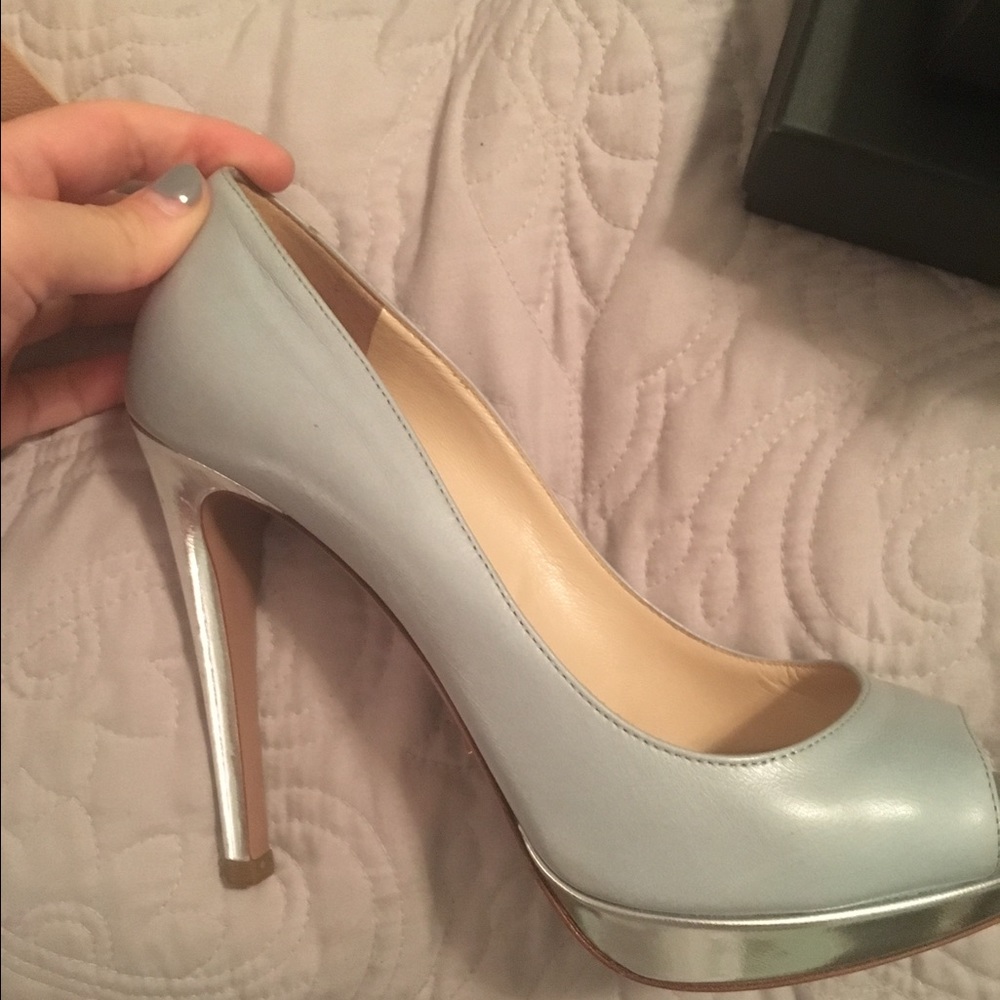 Blue and silver Prada heels