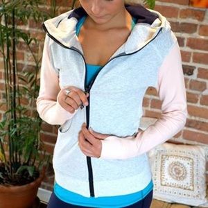 Lululemon light pink and gray zip up hoodie