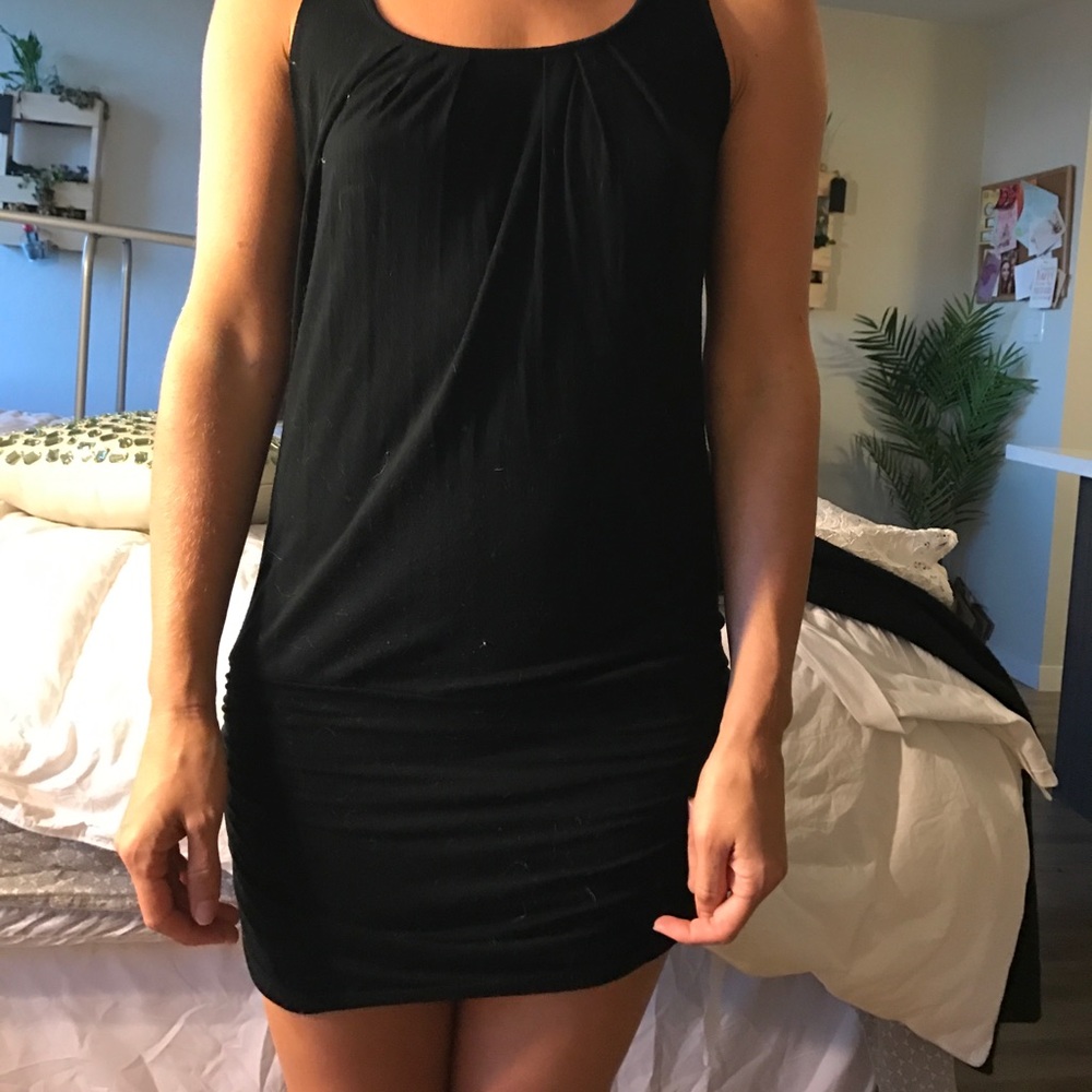 Black dress -round back scooped rhinestone