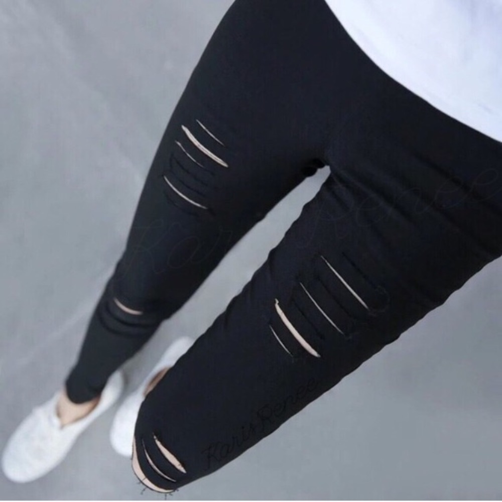 Super stretch distressed black skinnies - Picture 1 of 4