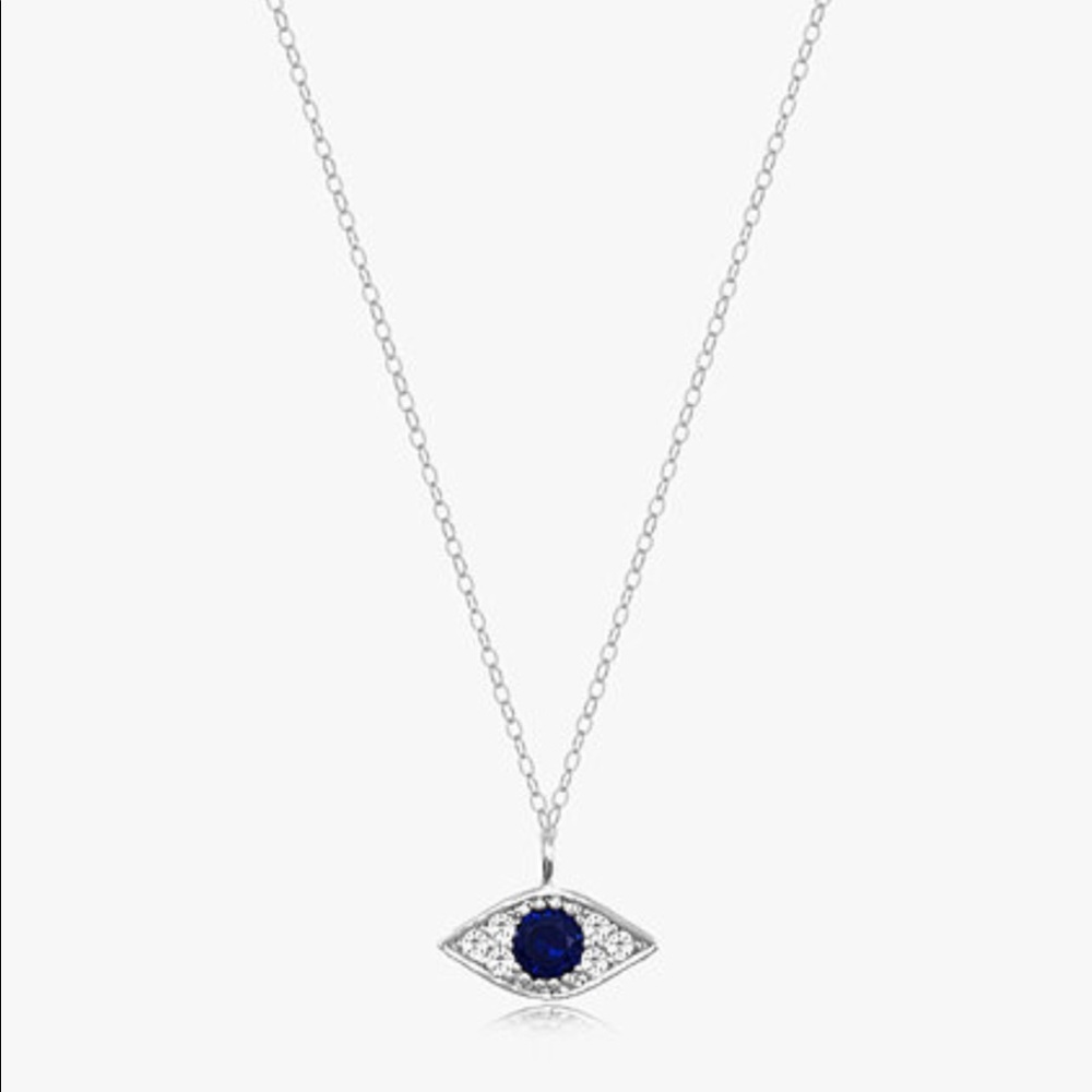Silver evil eye CZ diamond necklace