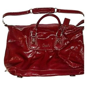 Wine Patent Leather Coach Purse