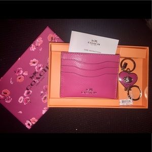 New Coach card holder and key chain set
