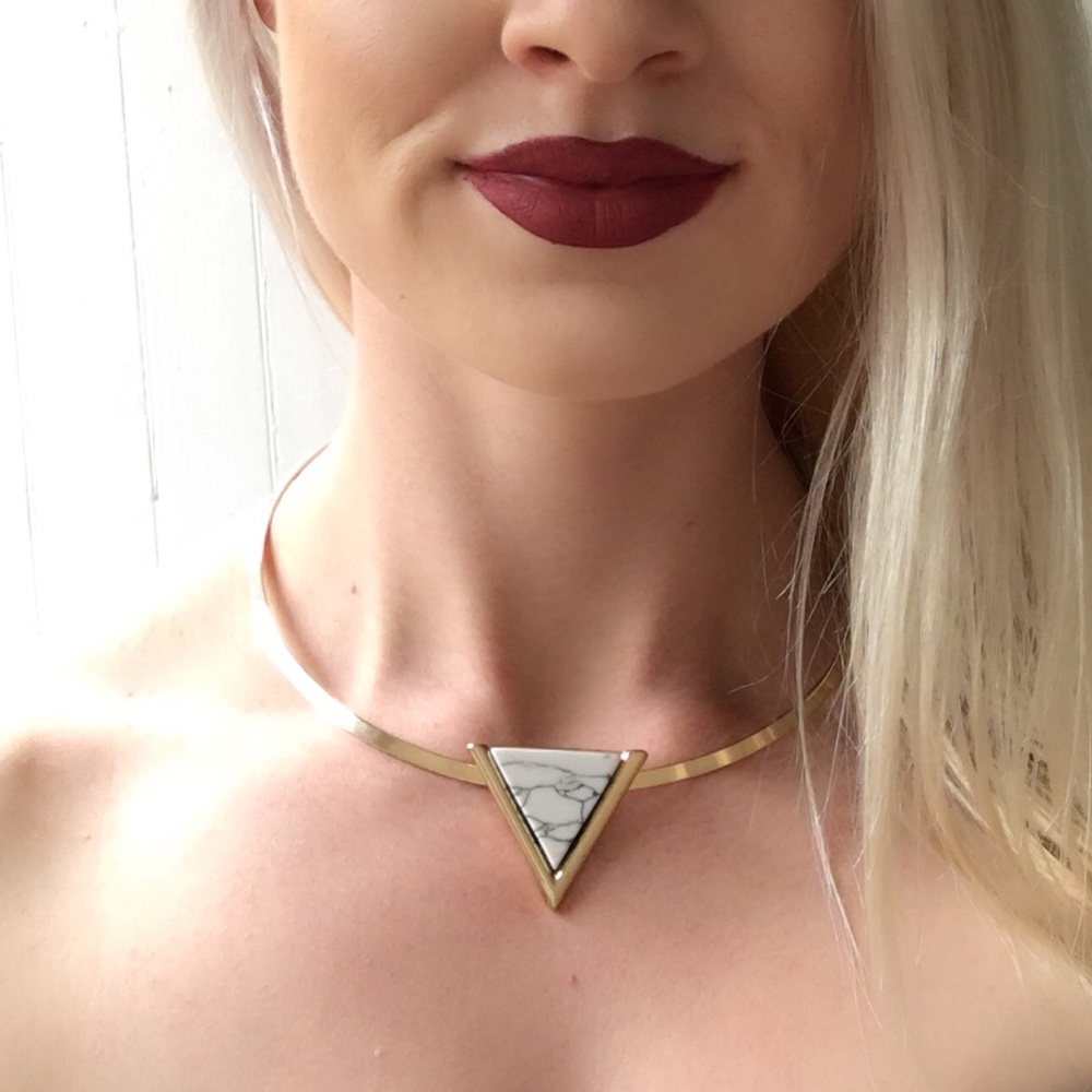 "Bri" Bohemian Marble Gold Cuff Necklace