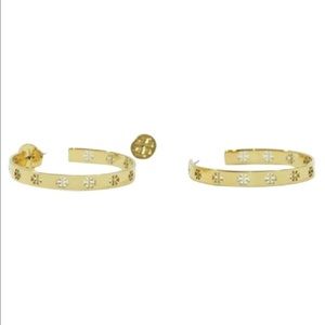 Tory Burch Pierced T-hoop earrings, Gold