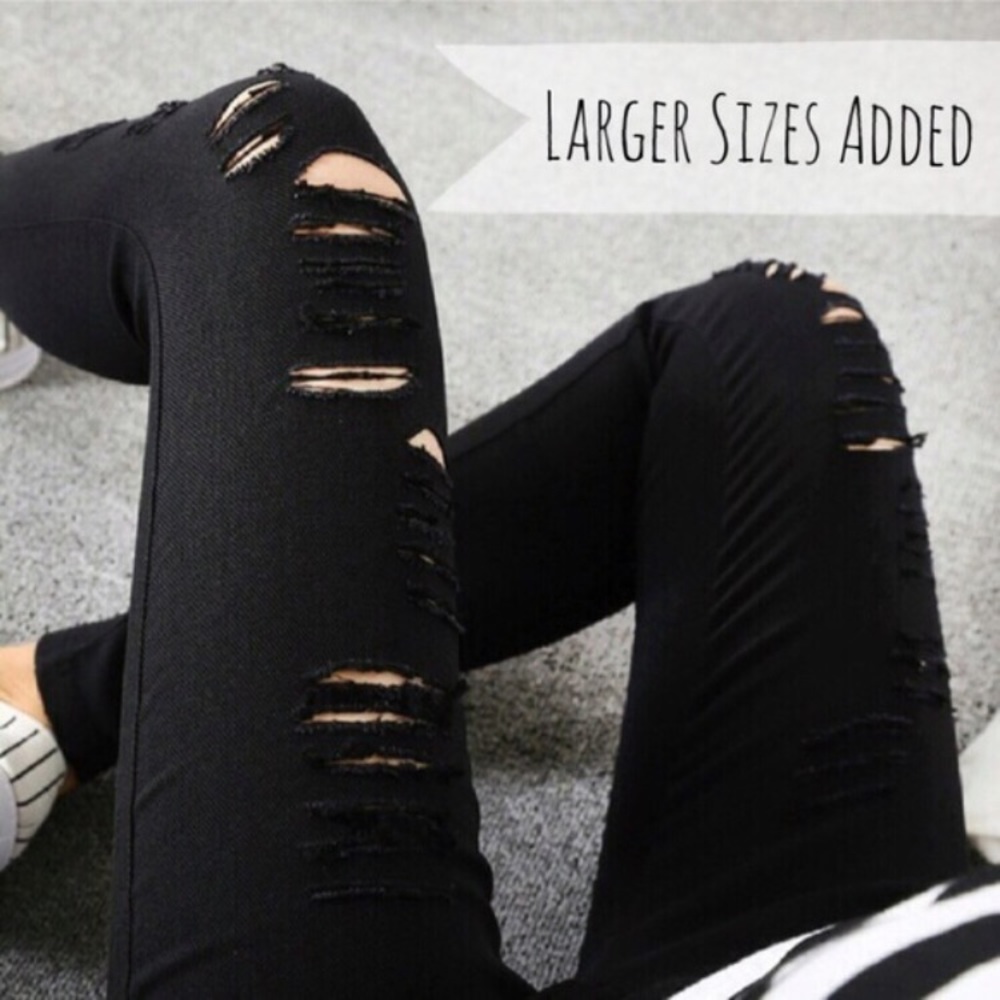 Super Stretch Black Distressed Leggings