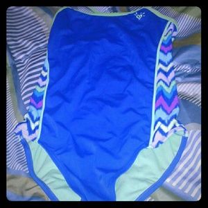 Blue one piece youth swimwear