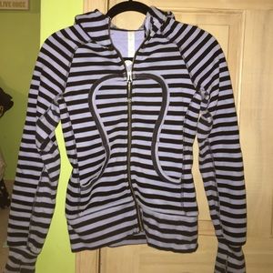 Lululemon Purple and Black Striped Scuba Hoodie