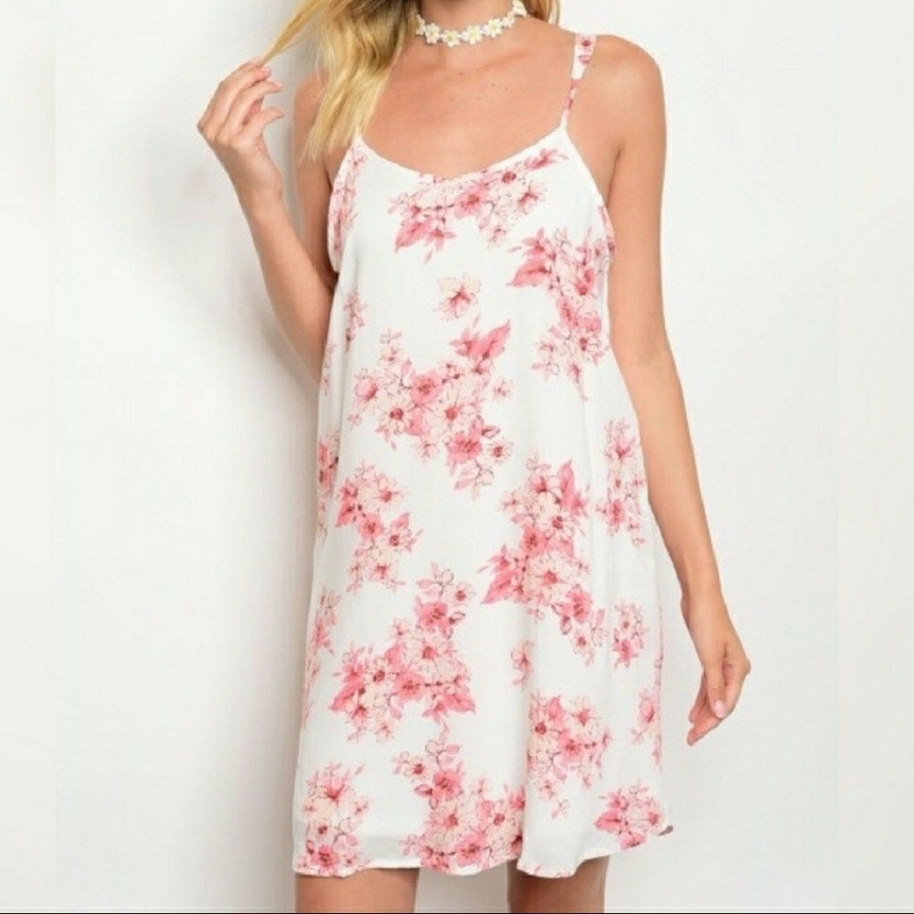 SALE!! Off-white pink and floral dress - Picture 2 of 3