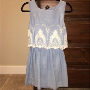 Boutique chambray dress with crochet details