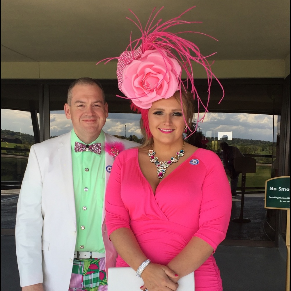 Huge Derby Easter Hat Fascinator Pink Rose