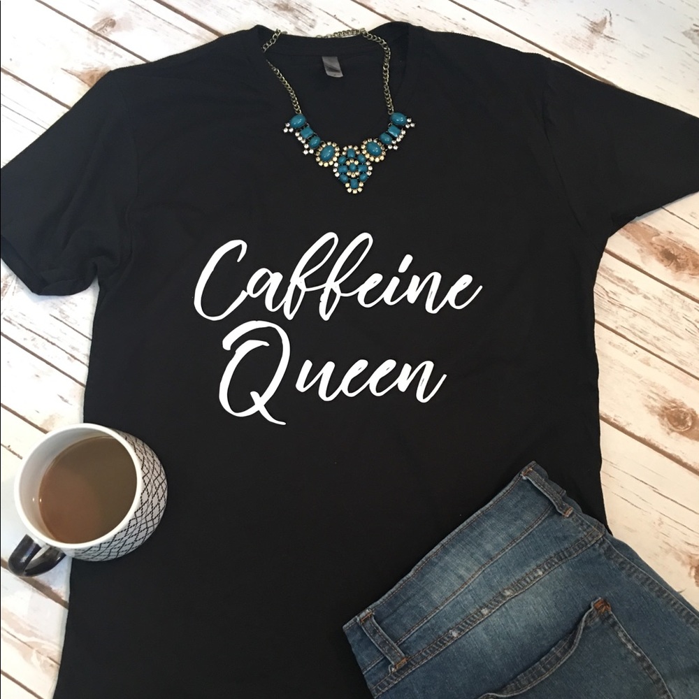 caffeine queen black v neck tee