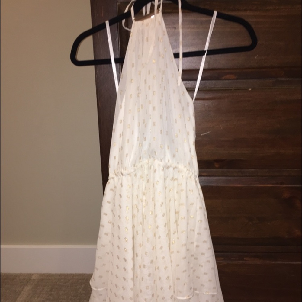 Bebe White and Gold Dress