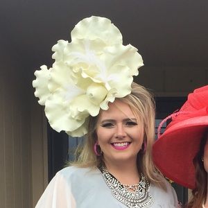 White Derby Fascinator Easter Rose Flower Hat
