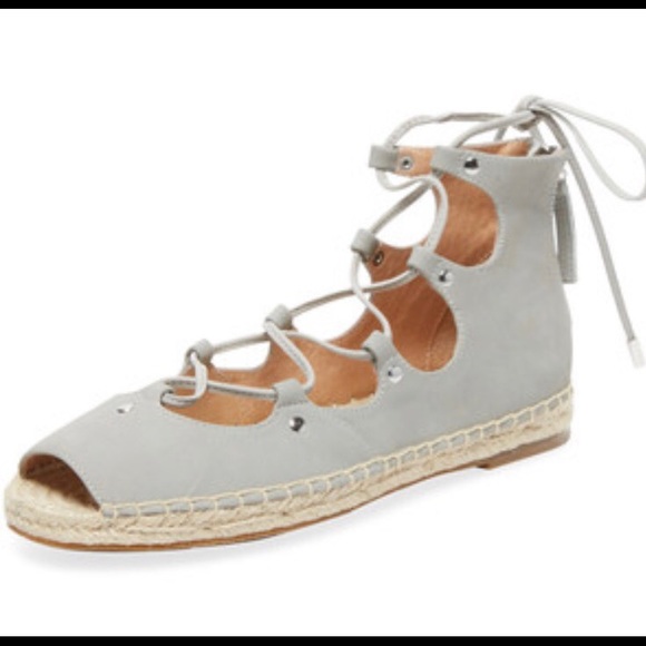 Sz 6.5 nubuck laceup espadrilles by Maiden Lane - Picture 1 of 4