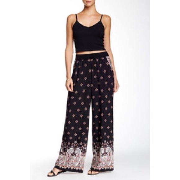 Bobeau Nordstrom Flowey Black & White Palazzo Pant - Picture 2 of 8