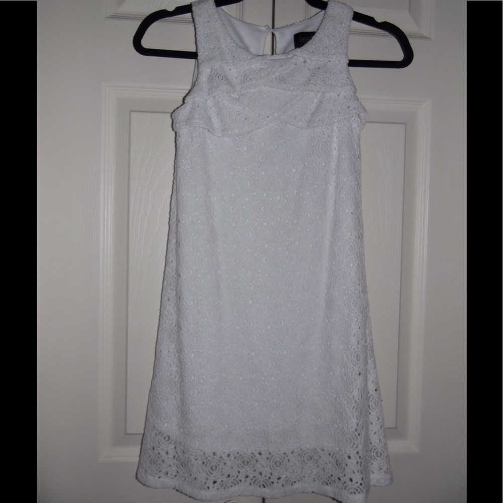 Girls White Ruffle Top Dress