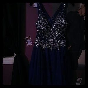 Size 11 Short Blue Sequin Prom Dress!