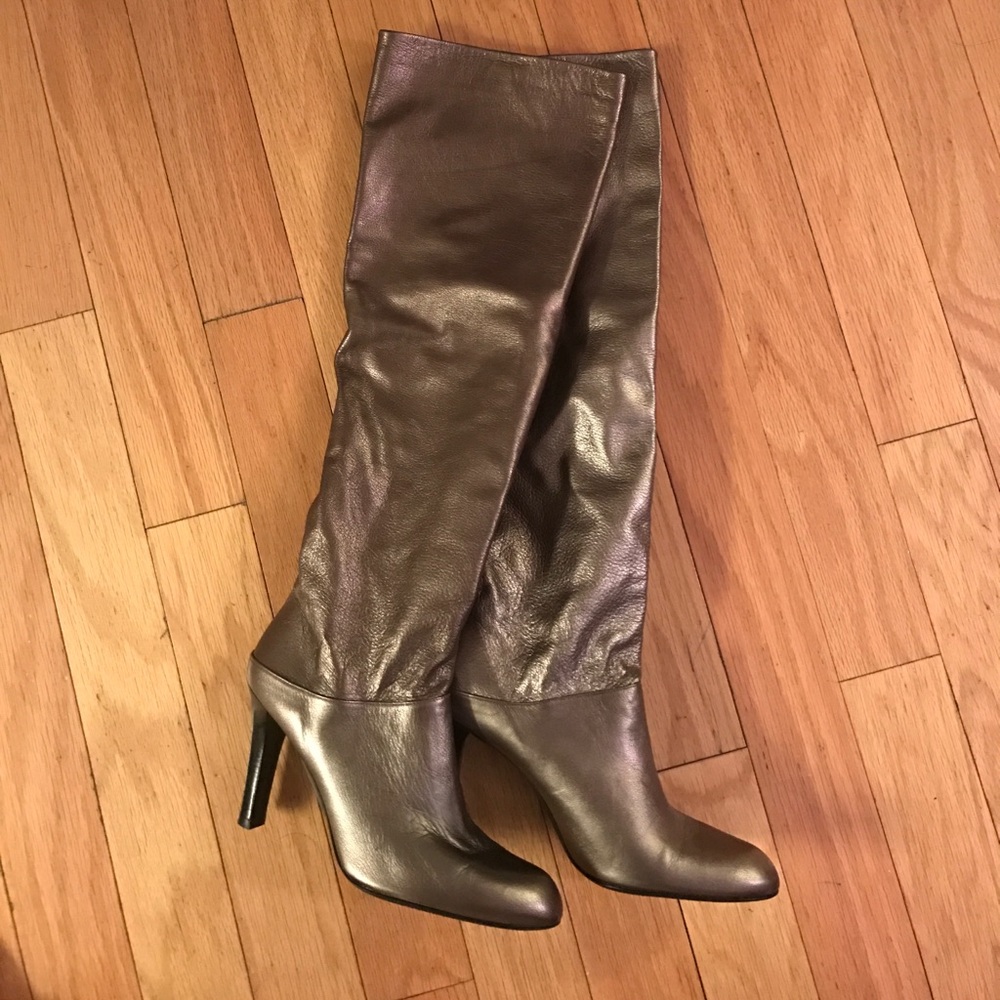 Stuart Weitzman gold heeled boots