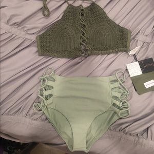 Green crochet set bikini