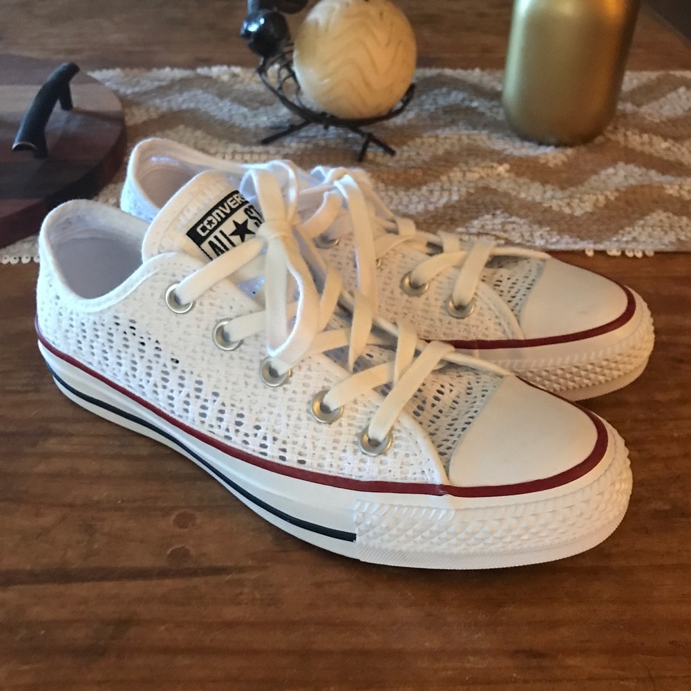 Women's White Eyelet Converse Shoes