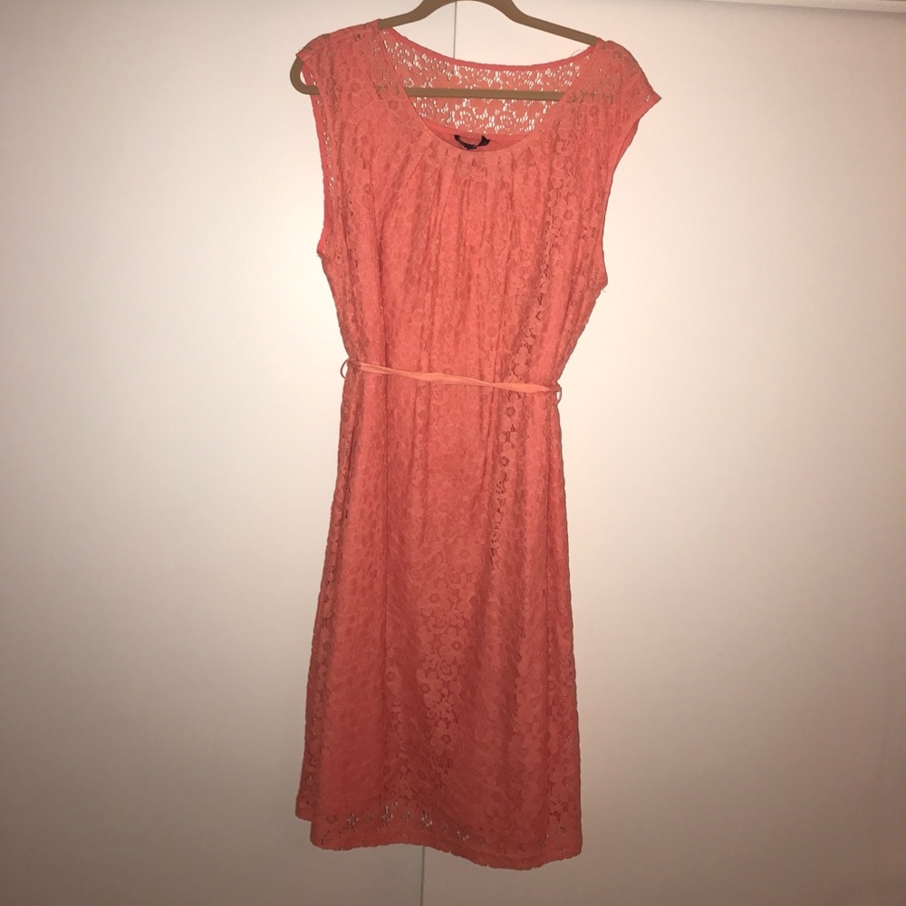 Coral lace dress