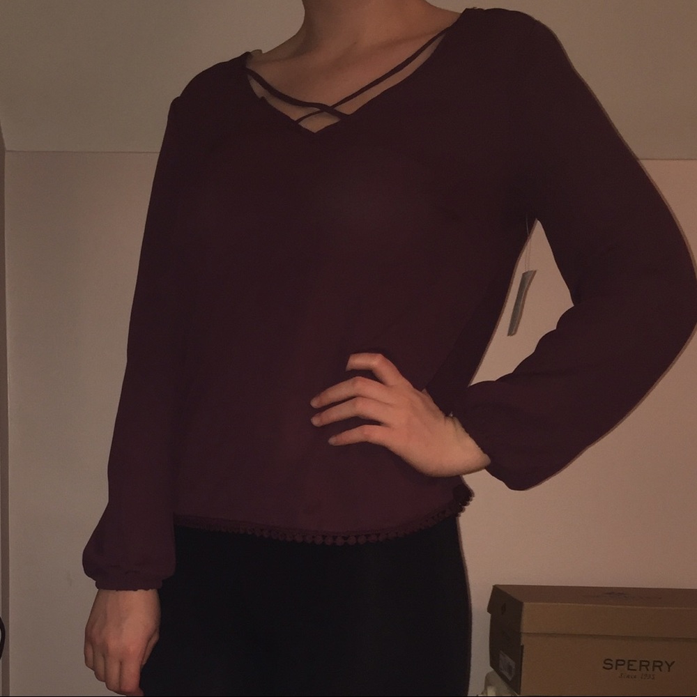 Chiffon blouse with cross cross front & open back